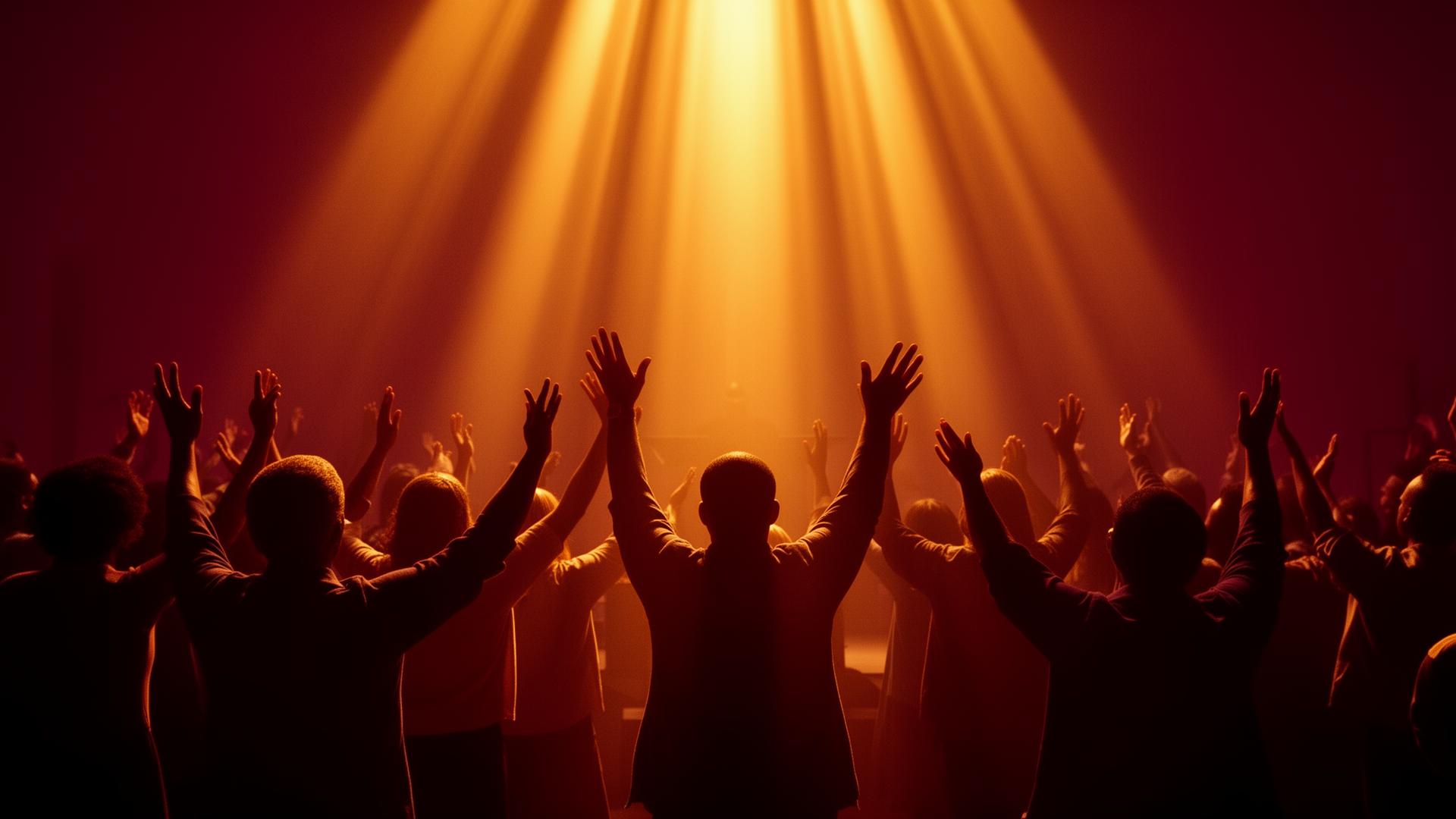 Worshippers with hands raised in praise at Winners Chapel International Sydney